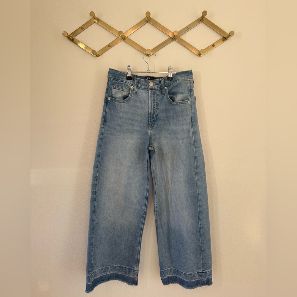 GAP High Rise Wide Leg Crop Jeans with Raw Hem